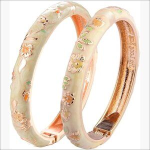Vintage Cloisonne Bracelets Cuff Metal Bangles Enameled Jewelry Box